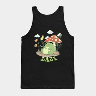 Lazy Frog Under Mushroom Umbrella Tank Top